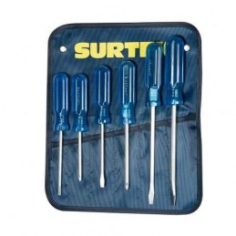 JUEGO DE 6 DESTORNILLADORES AZULES COMBINADO SURTEK DCO07P