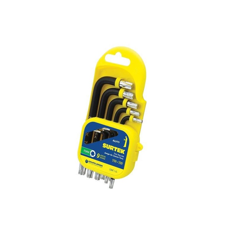 JUEGO DE 9 LLAVES HEXAGONALES TORX RACK SURTEK ALLFT9