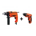 TALADRO PERCUTOR + ATORNILLADOR + ACCES B+D HD555-B3E