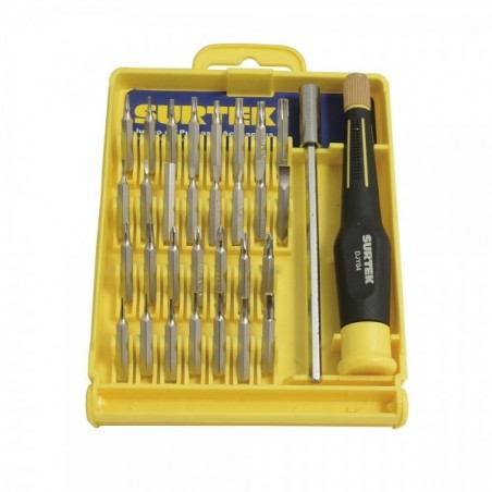 JUEGO 32 PUNTAS Y DESTORNILLADOR PRECISION COMB SURTEK DJY04