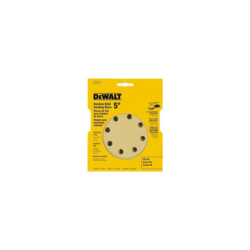 DISCO DE LIJA DEWALT 5 PULG GRANO 80 DW4301