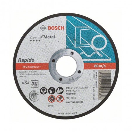 DISCO ABRASIVO BOSCH 4.1/2" METALES-EXTRALARGO 2608603394