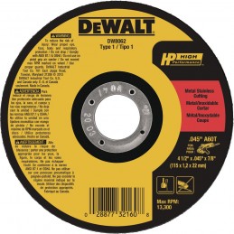 DISCO FINO 4.1/2 X 0.045 X 7/8 PULG DW8062 DEWALT