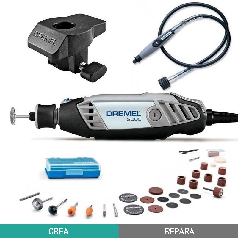 MOTOTOOL 30 ACCESORIOS + EJE FLEXIBLE ESTUCHE DREMEL 3000PP